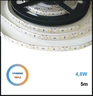 LED PÁSEK 12V, 4,8W, 60LED/m, VODĚODOLNÝ - 5m (LED PÁSEK 3528, 60LED/m 4,8W - VODĚODOLNÝ - 5m)