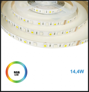 LED PÁSEK 24V, 14,4W, RGB+CW INTERIÉR (LED PÁSEK 24V RGB+CW INTERIÉR, 5050 14,4W, 60LED/m)