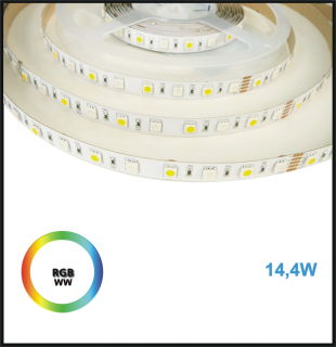 LED PÁSEK 24V, 14,4W, RGB+WW INTERIÉR  (LED PÁSEK 24V RGB+WW INTERIÉR, 5050 14,4W, 60LED/m )