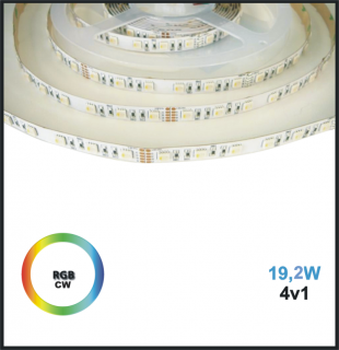 LED PÁSEK 24V, 19,2W, RGBCW 4v1 INTERIÉR (LED PÁSEK 24V RGBCW 4v1, 5050 19,2W, 60LED/m)