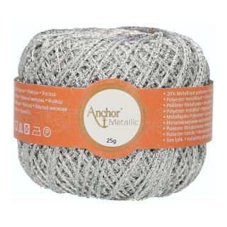 ANCHOR - METALLIC 301 - stříbrná (Materiál: 80% viskóza, 20% metalizovaný polyester)