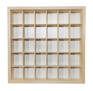 Organizer pro sběratele dřevěný 39 x 39 x 5 cm (Polička na miniatury)