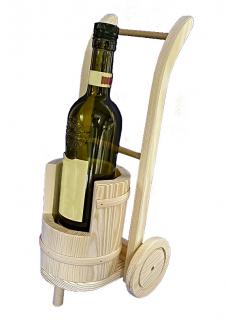Stojan na lahev - vozík Rudl (Rudlík) dřevěný 40 cm