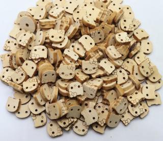 Hello Kitty  přírodní 12,5x11mm  plastové a dřevěné knoflíky