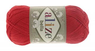 Příze Bella 56 červená  pletací a háčkovací příze, 100% bavlna