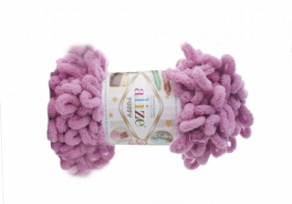 Příze Puffy 98 růžovo-fialová  PLETENÍ NA RUKOU 100% POLYESTER