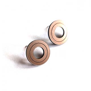CIRCLE CUT 1 copper pink (metalicky měděno/růžové naušnice)