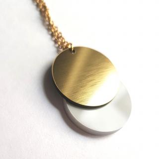 náhrdelník COMBI CIRCLES white/gold (bílá / zlatá)