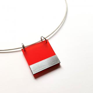 náhrdelník COMBI GEOMETRY red/silver