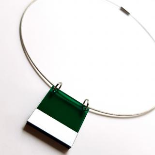 náhrdelník COMBI GEOMETRY smaragd/silver
