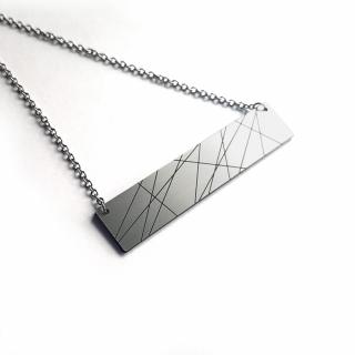 RECTANGLE LINE 2 - náhrdelník (metalicky stříbrný náhrdelník)