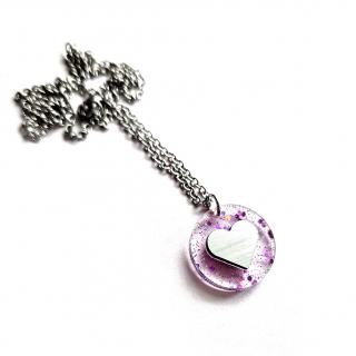 Sweets violet LOVE náhrdelník (náhrdelník srdce průhledný / fialový)