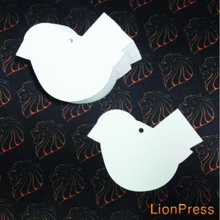 visačka bílá pták (papírová bílá visačka / jmenovka)