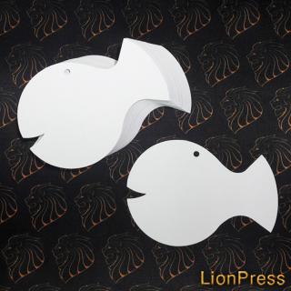 visačka bílá ryba (papírová bílá visačka / jmenovka)
