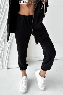 Dámské bavlněné tepláky MMK Premium 2305 černé (Pohodlné teplákové kalhoty z vysoce kvalitní bavlny )