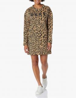 DKNY Sport dámské bavlněné šaty 3088 hnědé (DKNY mikinové šaty s leopardím vzorem )