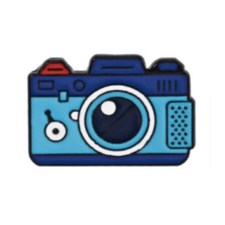 Odznáček ve tvaru fotoaparátu - modrý