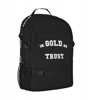 Velký černý batoh In Gold We Trust