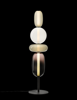 Bomma Pebbles skleněná podlahová lampa, velká Barva: Světle šedá, Konfigurace: Model 1