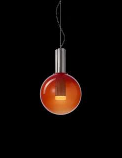 Bomma Phenomena skleněné závěsné svítidlo Ball, ø 40 cm Barva: Červená, Barva kování: Stříbrná