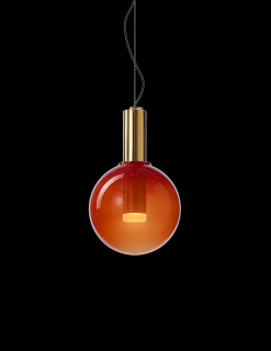 Bomma Phenomena skleněné závěsné svítidlo Ball, ø 40 cm Barva: Červená, Barva kování: Zlatá
