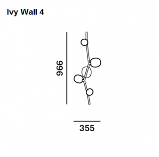 Brokis Ivy Wall skleněné nástěnné svítidlo Barva kování: Antracit, Barva skla: Bílá, Počet žárovek: 4