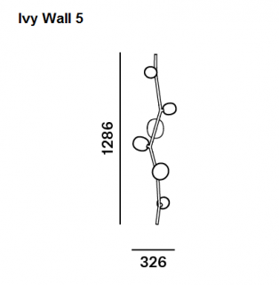 Brokis Ivy Wall skleněné nástěnné svítidlo Barva kování: Antracit, Barva skla: Bílá, Počet žárovek: 5