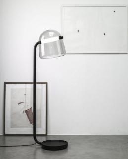 Brokis Mona skleněná stojací lampa Barva: Čirá, Velikost: Large, Barva kování: Černá