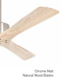 Dřevěný stropní ventilátor Seferino Barva: Chromová matná - čepele z přírodního dřeva
