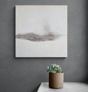 Easy landscape 1 | 50x50cm | Ručně malovaný obraz na plátně Provedení rámu: Bílý