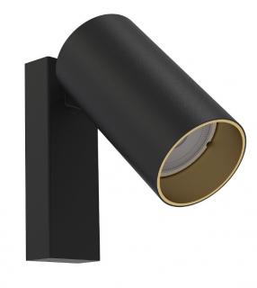 Mono I, bodové otočné svítidlo GU10 Barva: Černá/zlatý ring, Varianta: Podélná monturka s vypínačem