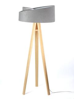 Stojací lampa Awena šedá + bílý vnitřek + dřevěné nohy