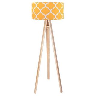 Stojací lampa Maroko + žluté stínítko + dřevěné nohy