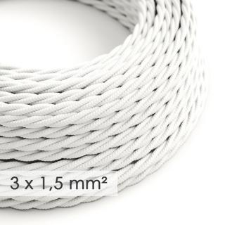 Bílý splétaný kabel 3x1,5mm Optical White TM01 - lesklý