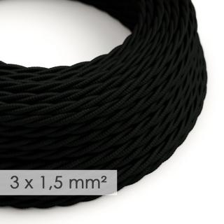 Černý splétaný kabel 3x1,5mm Charcoal Black TM04 - lesklý