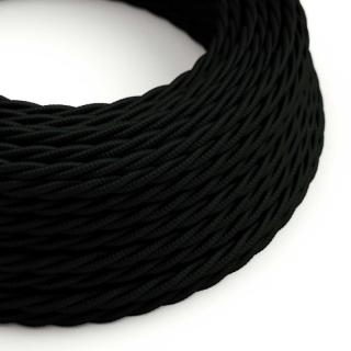 Černý splétaný kabel Charcoal Black TM04 - lesklý Průřez: 2 x 0,75 mm