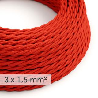 Červený splétaný kabel 3x1,5mm Fire Red TM09 - lesklý