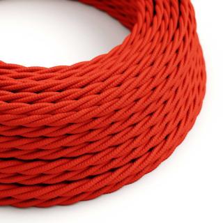 Červený splétaný kabel Fire Red TM09 - lesklý Průřez: 3 x 0,75 mm