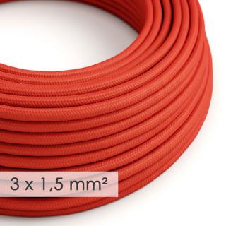 Červený textilní kabel 3x1,5mm Fire Red RM09 - lesklý