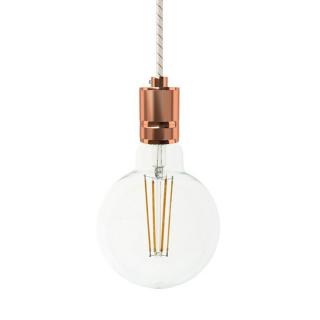 Designová závěsná objímka E27 s kabelem 1,2m Metal Milled Barva: měď, Žárovka: se žárovkou
