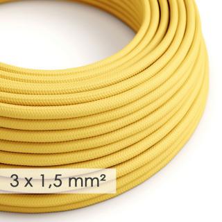 Látkový kabel 3x1,5 žlutý RM10 - hedvábný