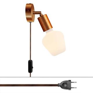 Nástěnná lampička do zásuvky Spostaluce Metal Plug E27 Barva: kartáčovaná měď, Žárovka: se žárovkou