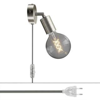 Nástěnná lampička do zásuvky Spostaluce Metal Plug E27 Barva: kartáčovaný titan, Žárovka: se žárovkou