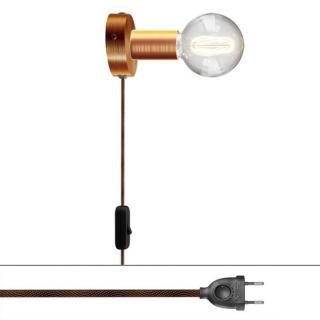 Nástěnné světlo do zásuvky Spostaluce Metal Plug E27 Barva: kartáčovaná měď, Žárovka: se žárovkou