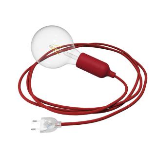 Objímka E27 do zásuvky s vypínačem Silicone Snake Barva: červená, Žárovka: se žárovkou