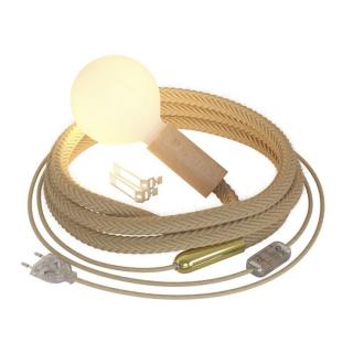 Objímka E27 do zásuvky s vypínačem SnakeBis Corda Barva: přírodní dřevo, Žárovka: bez žárovky
