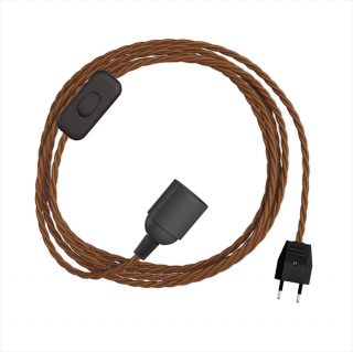 Objímka E27 do zásuvky s vypínačem SnakeBis Twisted Barva kabelu: TC23, Délka kabelu: 1,8 m