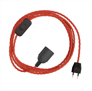 Objímka E27 do zásuvky s vypínačem SnakeBis Twisted Barva kabelu: TM09, Délka kabelu: 1,8 m
