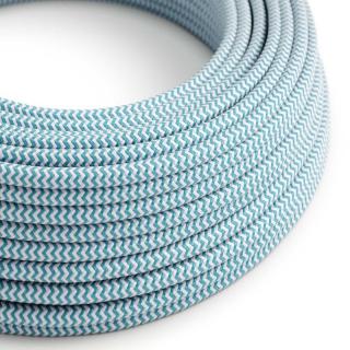 Opletený kabel se vzorem ZigZag Cyan Blue and White RZ11 Průřez: 2 x 0,75 mm
