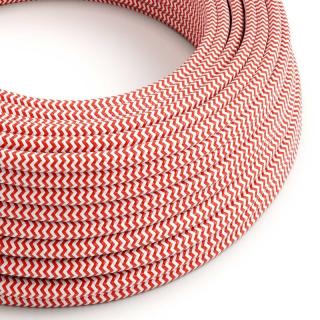 Opletený kabel se vzorem ZigZag Fire Red and White RZ09 Průřez: 2 x 0,75 mm